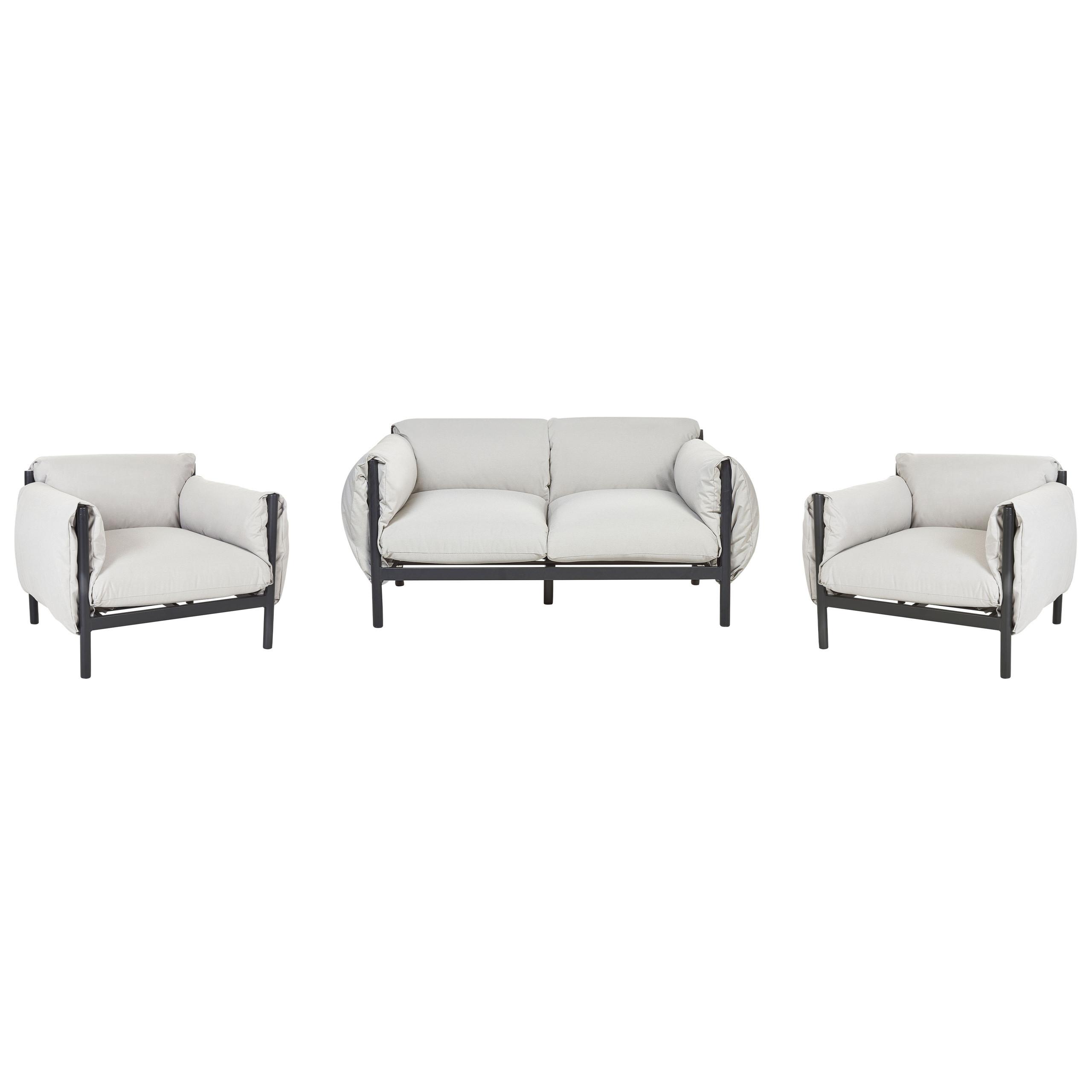 LOUNGE-SET 4-Sitzer Aluminium Hellgrau/Schwarz Esperia - Hellgrau/Schwarz, Metall - Beliani
