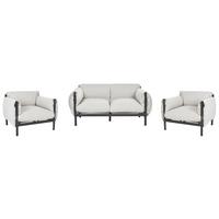 LOUNGE-SET 4-Sitzer Aluminium Hellgrau/Schwarz Esperia - Hellgrau/Schwarz, Metall - Beliani