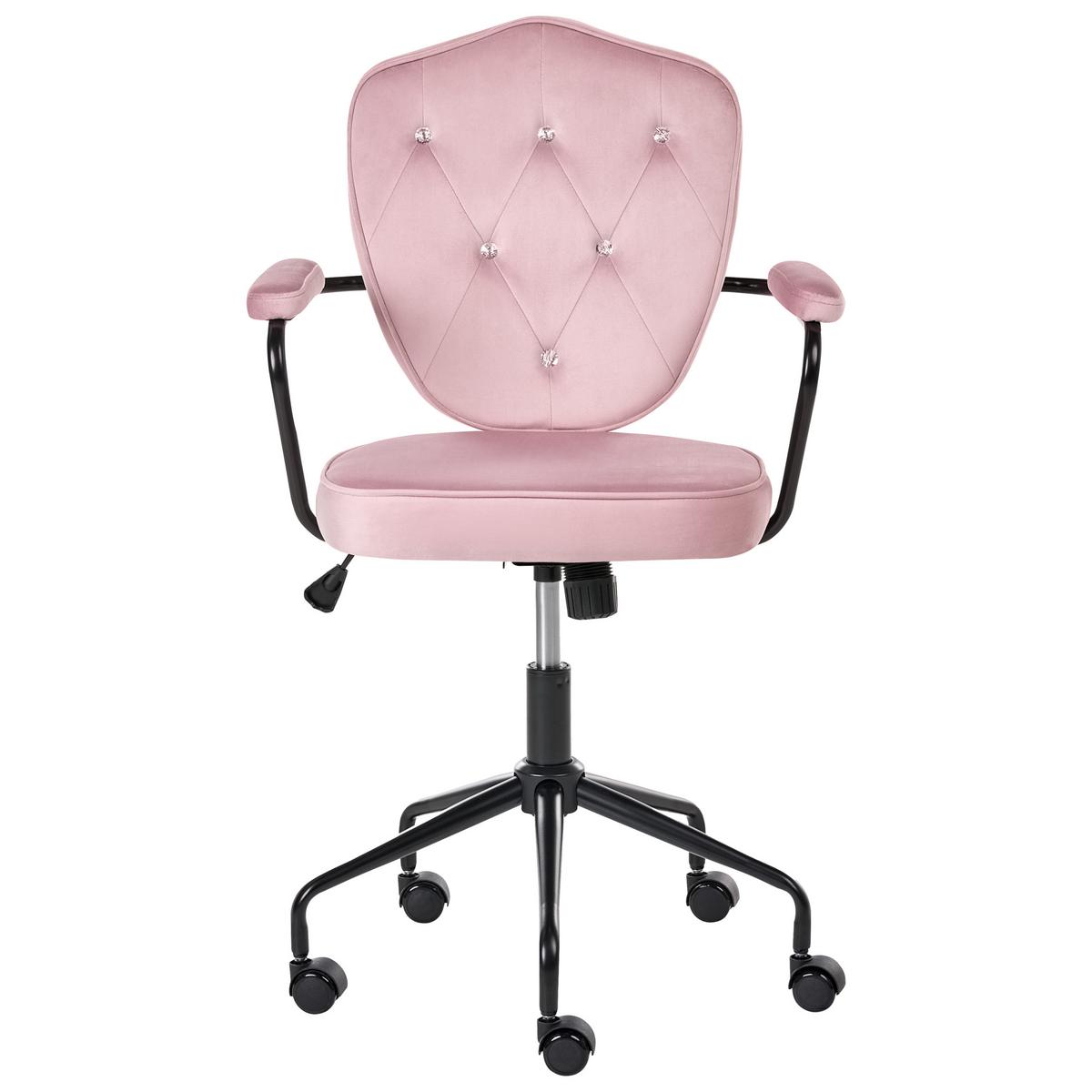 SCHREIBTISCHSTUHL Samtstoff Pastellrosa Velisse - Pink, Textil (55/98/55cm) - Beliani