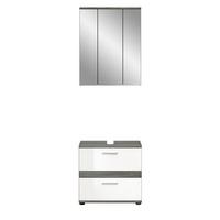 BADMÖBEL-SET weiß Hochglanz, grau 2-teilig 60 cm, Kombination mit viel Stauraum - Weiß Hochglanz/Grau, Holzwerkstoff (60/191/34cm) - Inn.Furn