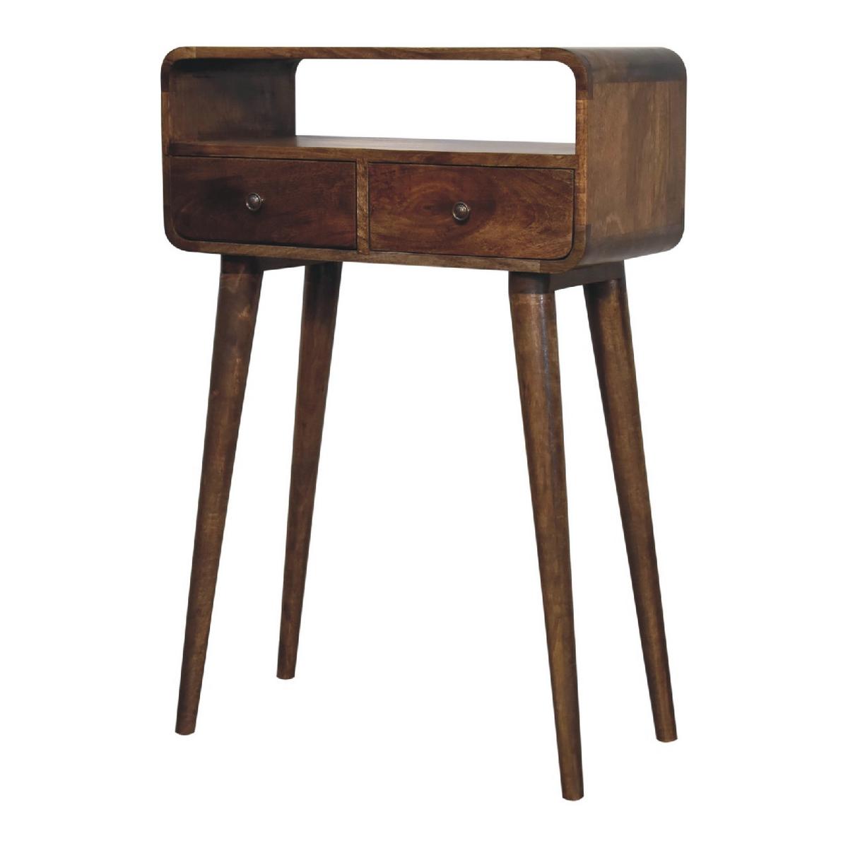 KONSOLENTISCH Grau gewaschenes Finish, 2 Schubladen, 1 offenes Regal, Braun - Graubraun/Braun, Holz (60/30/90cm) - Artisan Furniture