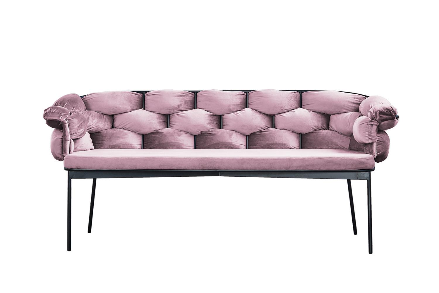 SITZBANK MONTY Pink Velvet - Rosa, Textil (240/78/62cm) - KAWOLA