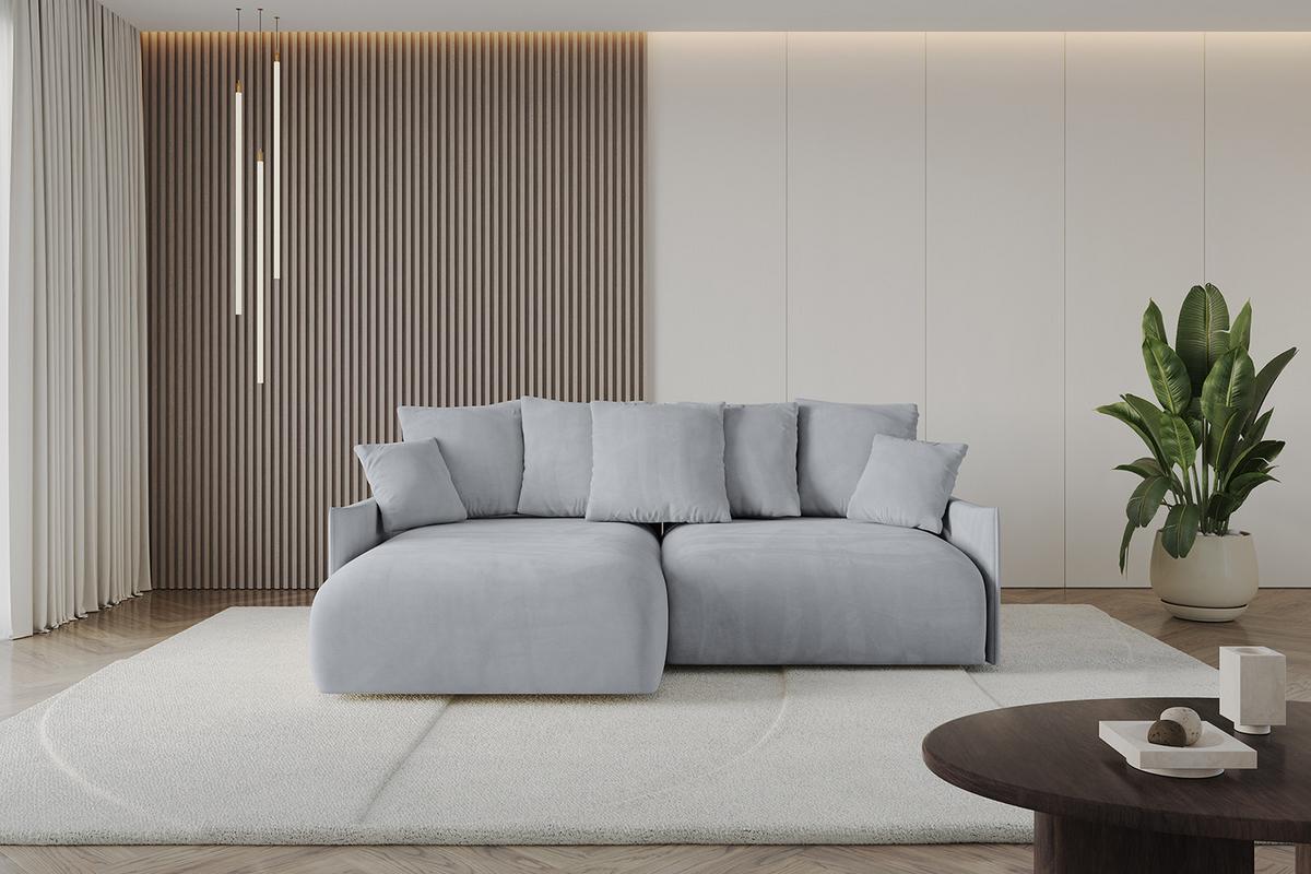 ECKSOFA Ottomane links ONESK-L -v1 216x177x72 Hellgrau Velours - Titanfarben, Holzwerkstoff/Kunststoff (216/177cm) - ALTDECOR