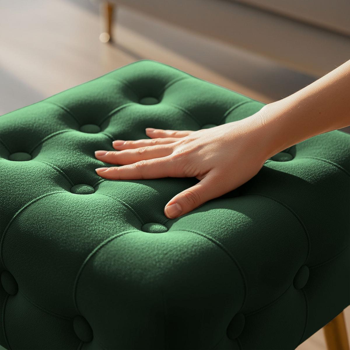 POLSTERBANK mit Samt - Optik Grün 40/42/40 - Grün, Textil (40/42/40cm) - RAUMHIRSCH FURNITURE