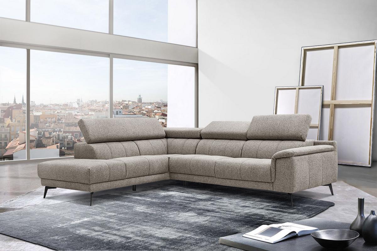 ECKSOFA FIERO 5-Sitzer, taupe - Taupe/Schwarz, Holzwerkstoff/Textil (158/269cm) - Wozimo