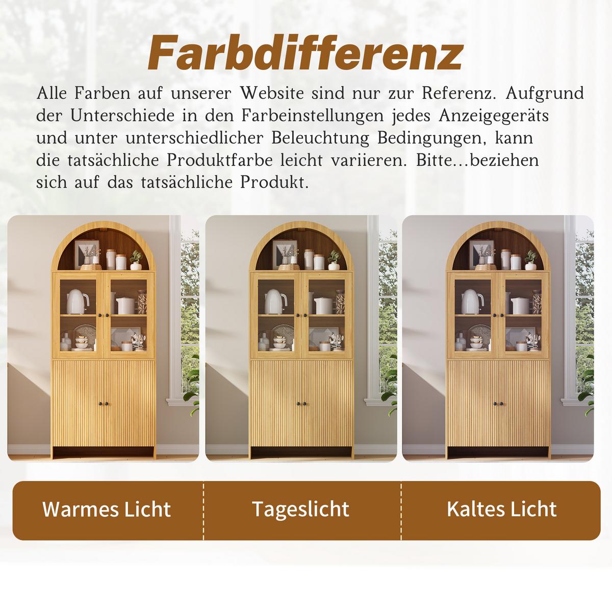 KÜCHENSCHRANK holz-optik natur 176 cm hoch mit bogendesign & wellenmuster - Naturfarben, Holzwerkstoff (78/176/40cm) - Urban Meuble