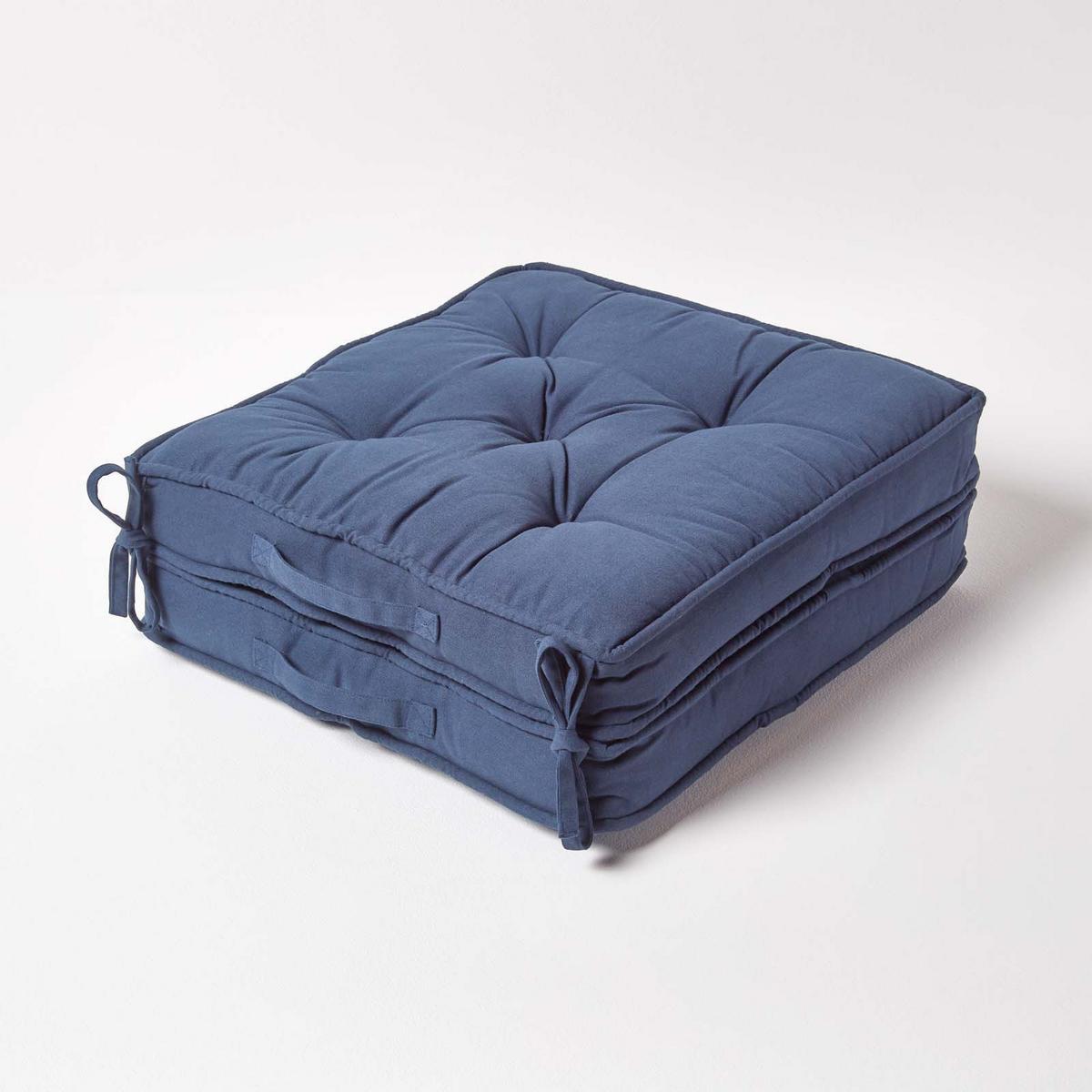 REISEKISSEN dunkelblau 50/50/10 cm – Klappkissen Baumwolle - Dunkelblau, Textil (50/50/12cm) - Homescapes
