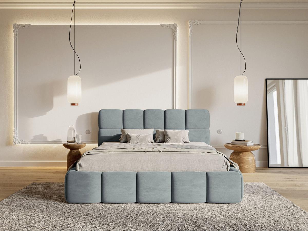 POLSTERBETT Cloudy Grau 180x200 cm, wasserabweisend, Samt - Schwarz/Grau, Kunststoff/Textil (180/200cm) - Selsey