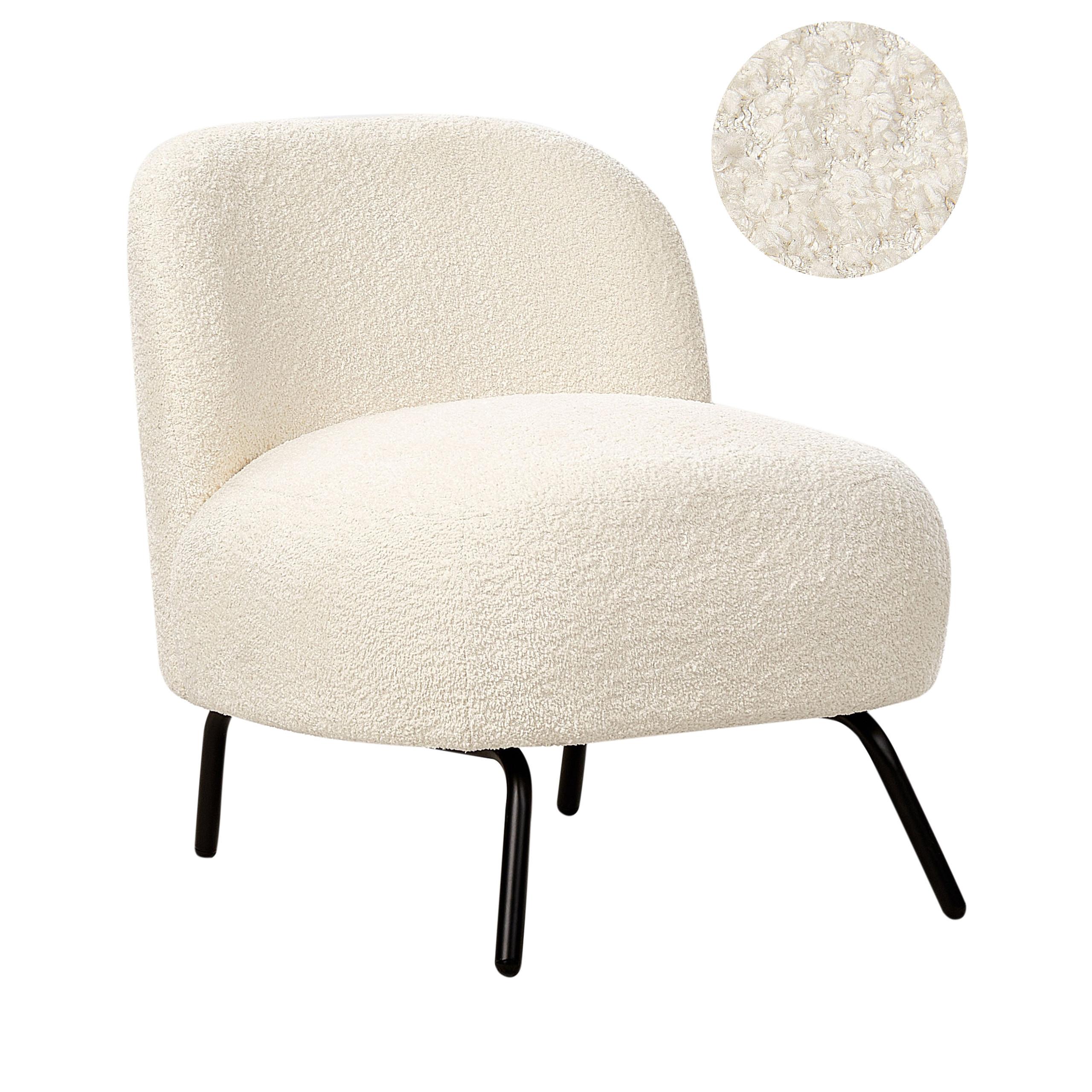 SESSEL Bouclé Cremeweiß Kumla - Weiß, Textil (62/67/70cm) - Beliani