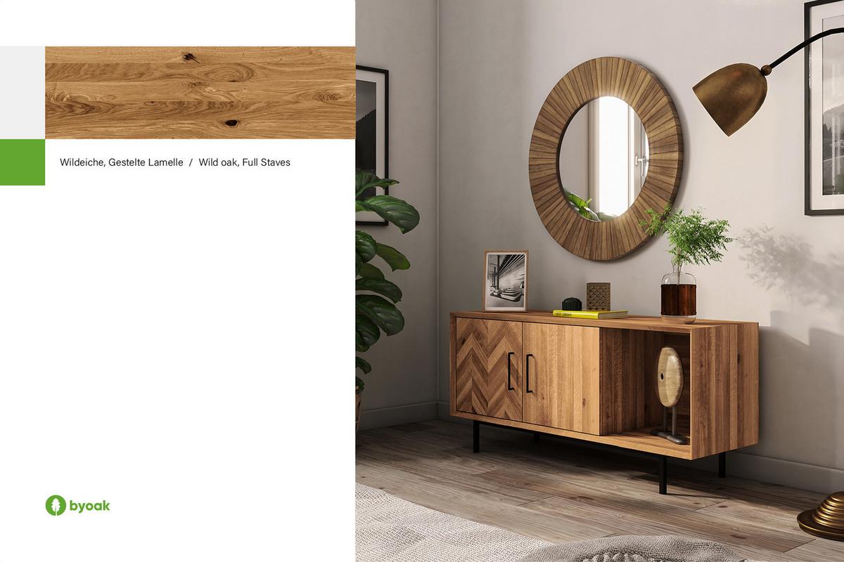 KOMMODE BREIT LEON Wildeiche - Wildeiche, Holz (144/65/45cm) - byoak