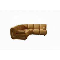 MODULSOFA LAYLA Gelb Velvet - Gelb/Schwarz, Buchenholz/Textil (213/213cm) - KAWOLA
