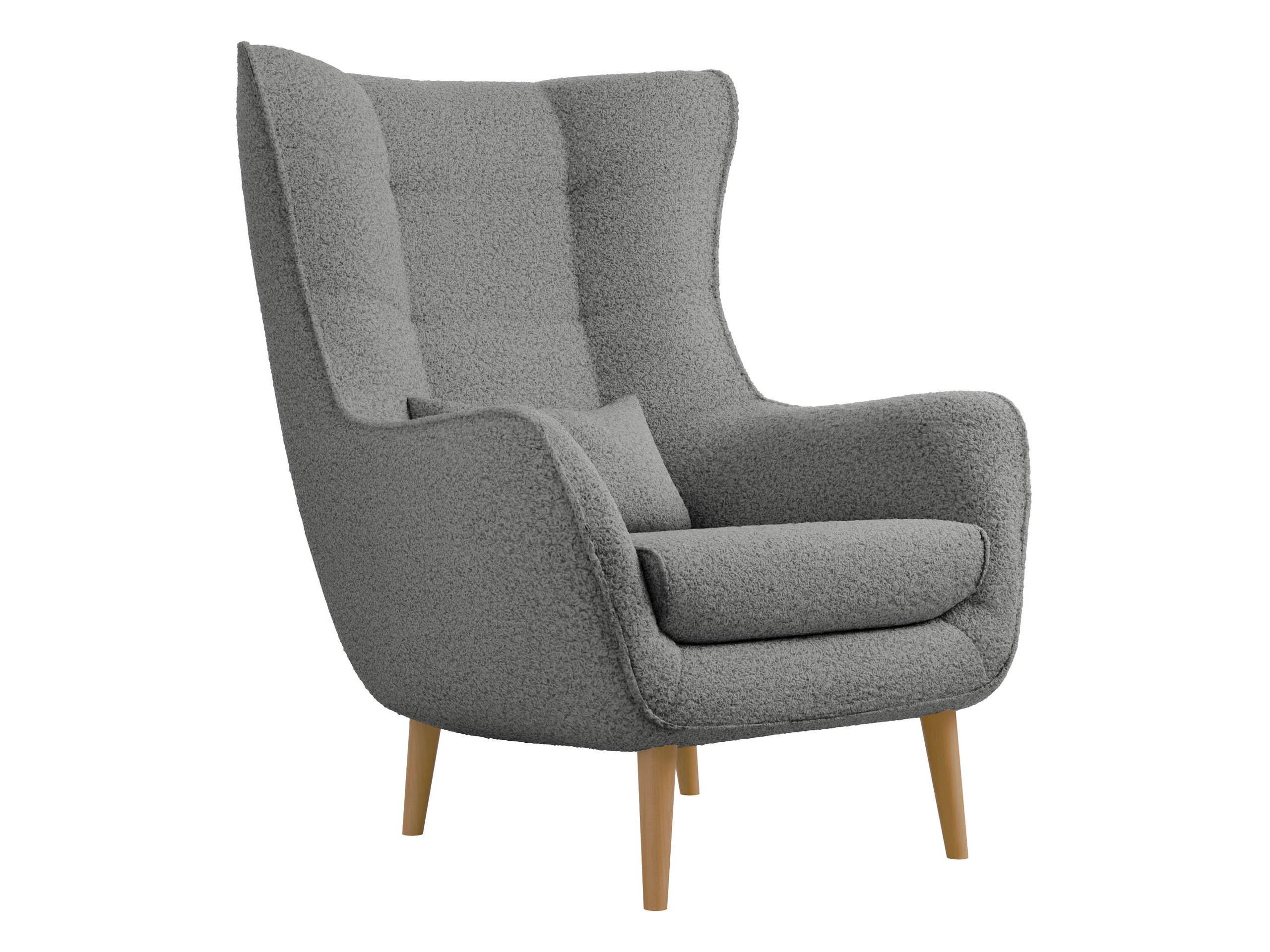 SESSEL Estjano Boucle - Beige/Grau, Holz/Textil (80/106/95cm) - MIRJAN24