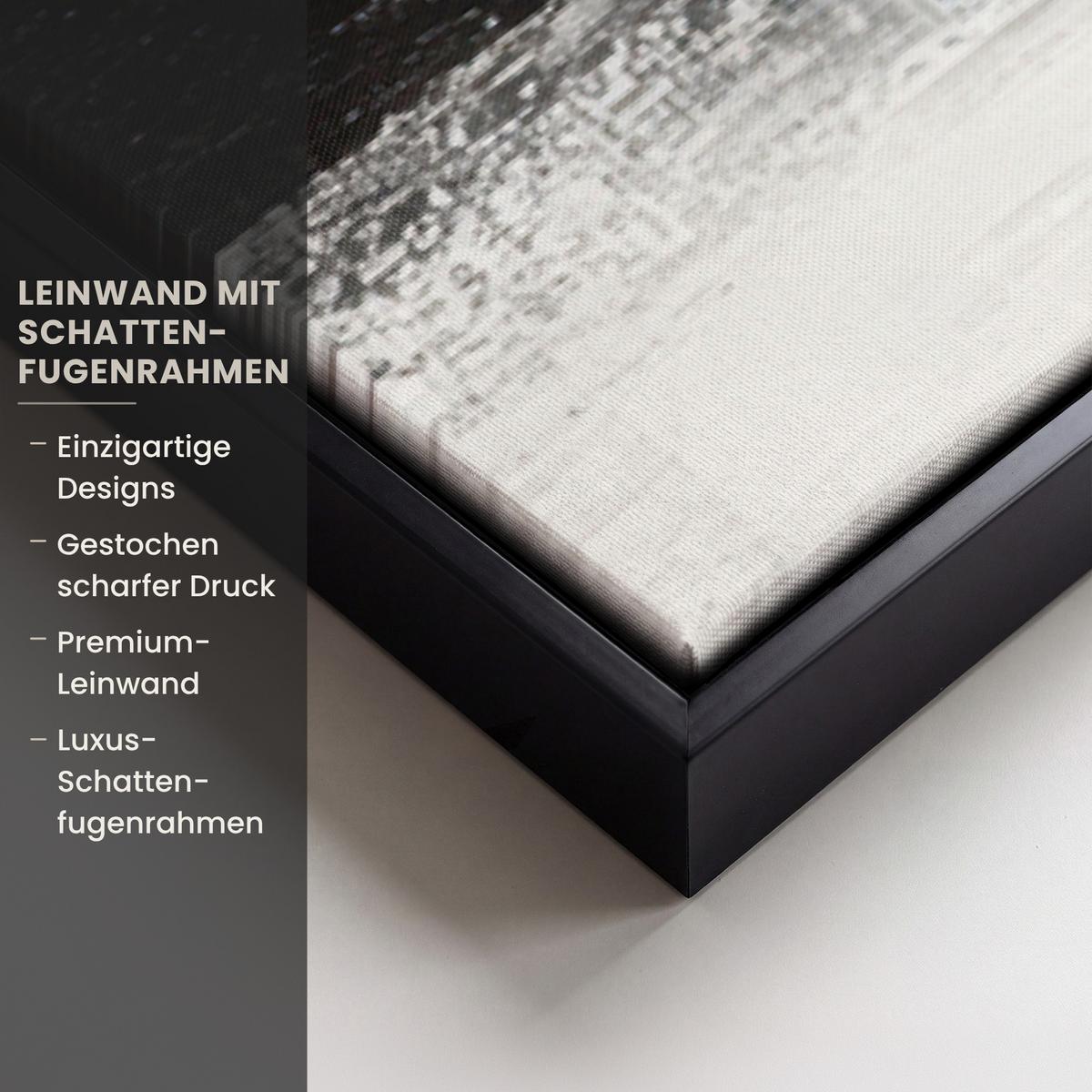 LEINWAND Bilder mit Rahmen - Abstrakt - Gold - Silber - Formen - Ästhetik - 120x80 - Multicolor, Textil (120/80cm) - MuchoWow