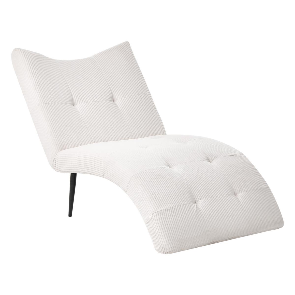 CHAISELONGUE Cord Cremeweiß Quilly - Creme/Schwarz, Textil (83/97/153cm) - Beliani