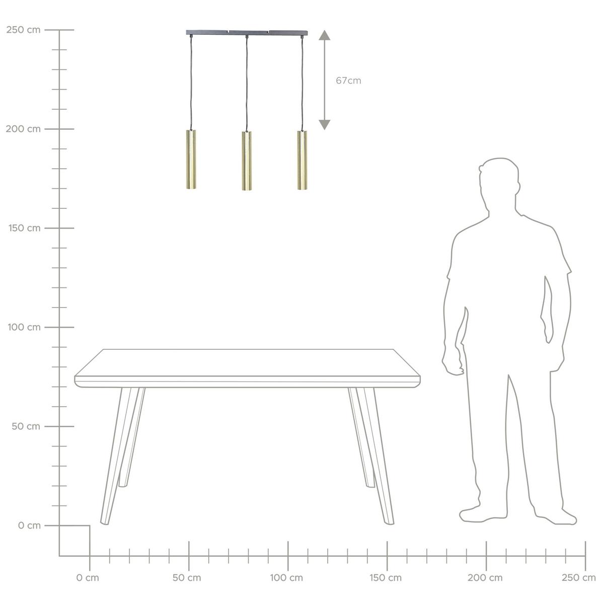 HÄNGELEUCHTE Brosna 6/60/100 cm - Messingfarben, Metall (6/60/100cm) - Beliani