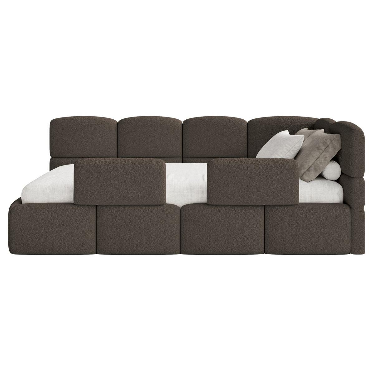 JUGENDBETT Cloudy rechts mit Rausfallschutz Bouclé Braun - Braun, Kunststoff/Textil (90/200cm) - Selsey