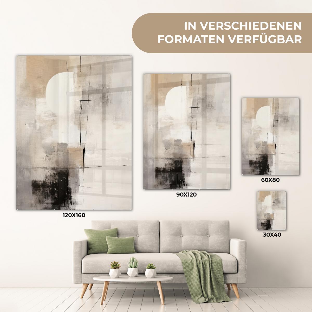 ACRYLGLASBILD Abstrakt - Kunst - Grau 60x80 cm - Hellgrau, Glas (60/80cm) - MuchoWow