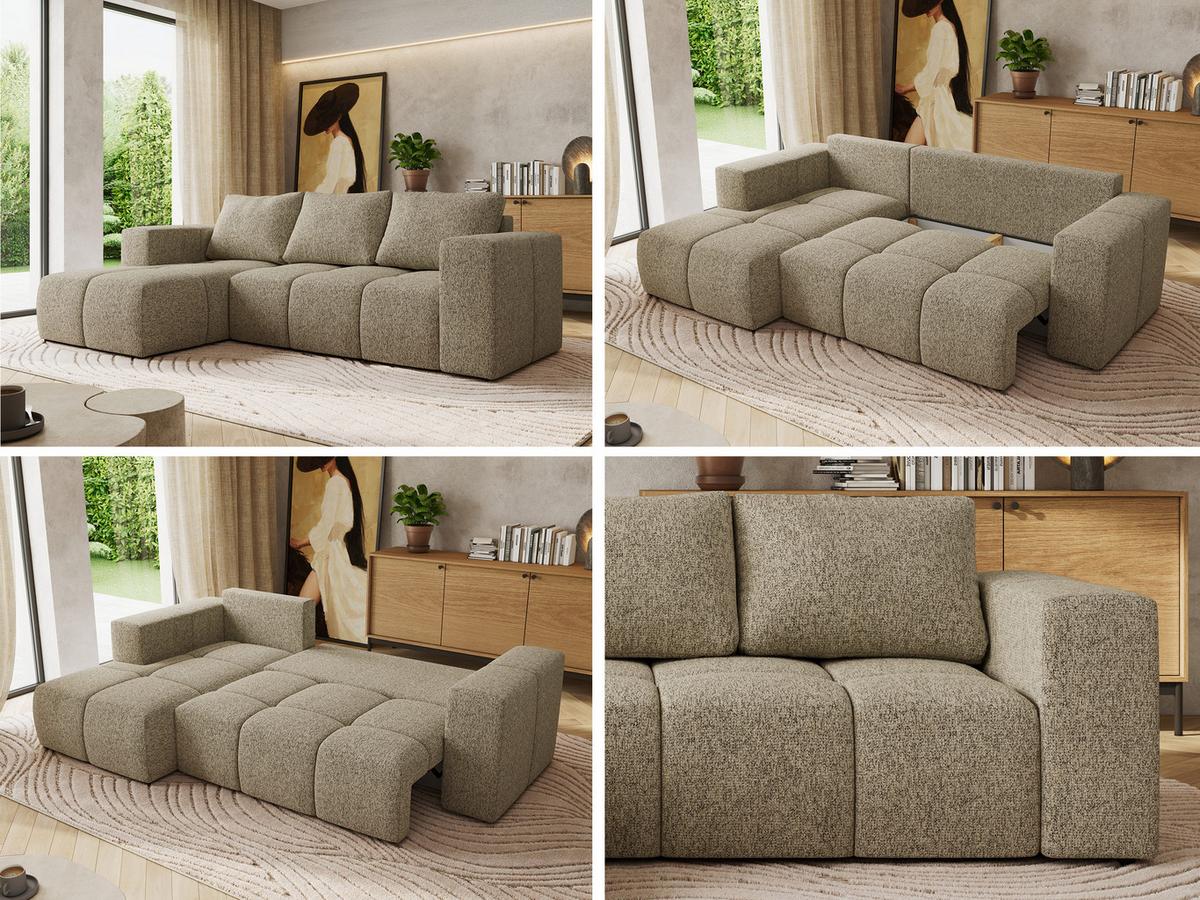 ECKSOFA MONIVA Dunkelbeige Strukture - Links - Taupe/Beige, Kunststoff/Textil (164/266cm) - MKS