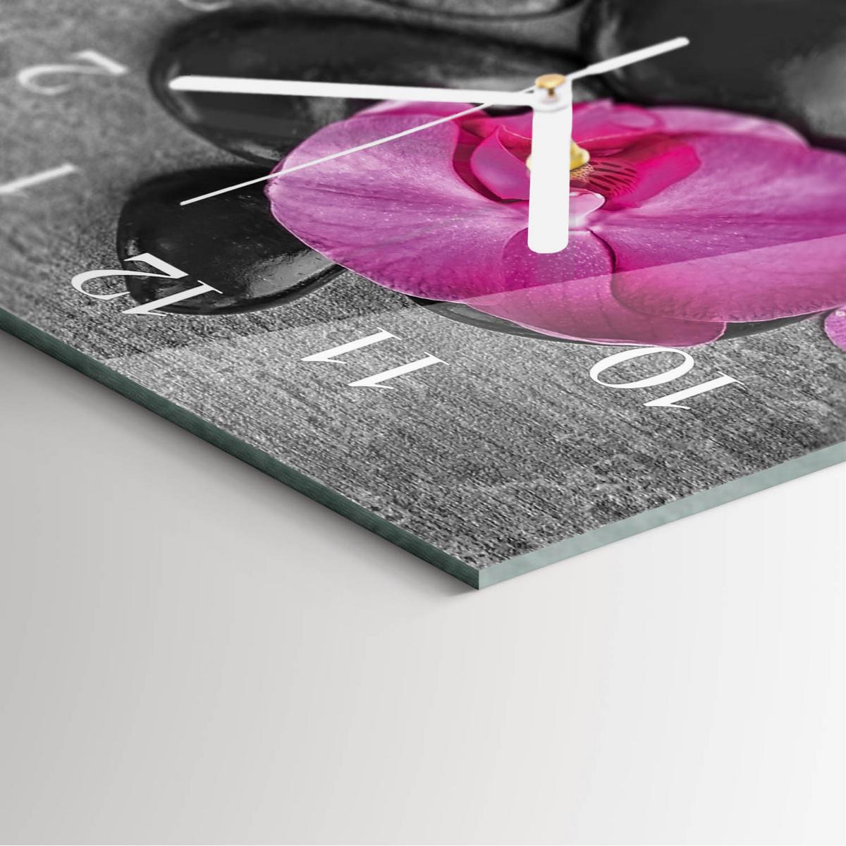 WANDUHR aus Glas 30x60 cm - Orchideensteine - Multicolor, Glas (30/60/0.4cm) - TULUP