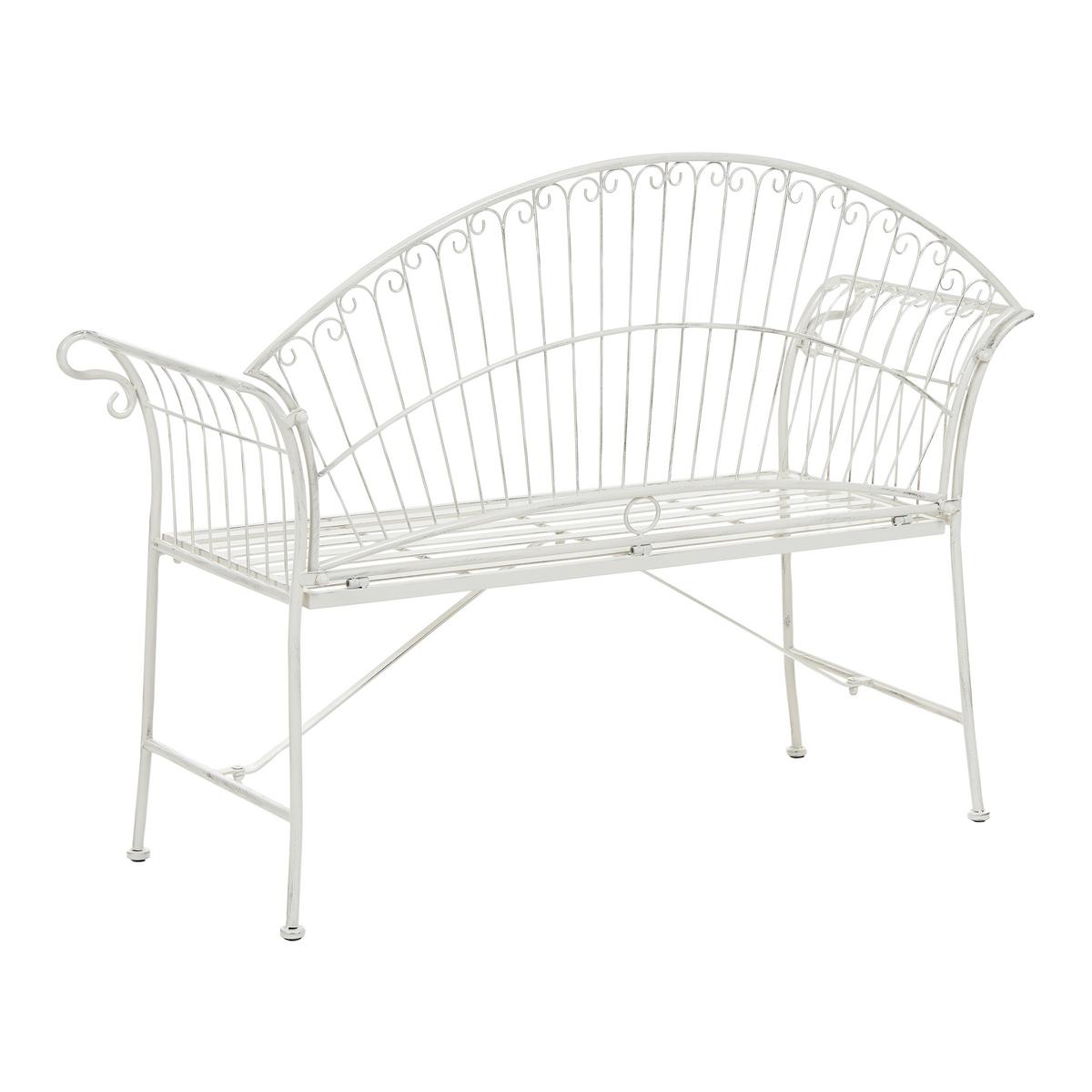 GARTENBANK 130 cm Metall Cremeweiß Gualea - Creme/Weiß, Metall (130/97/61cm) - Beliani