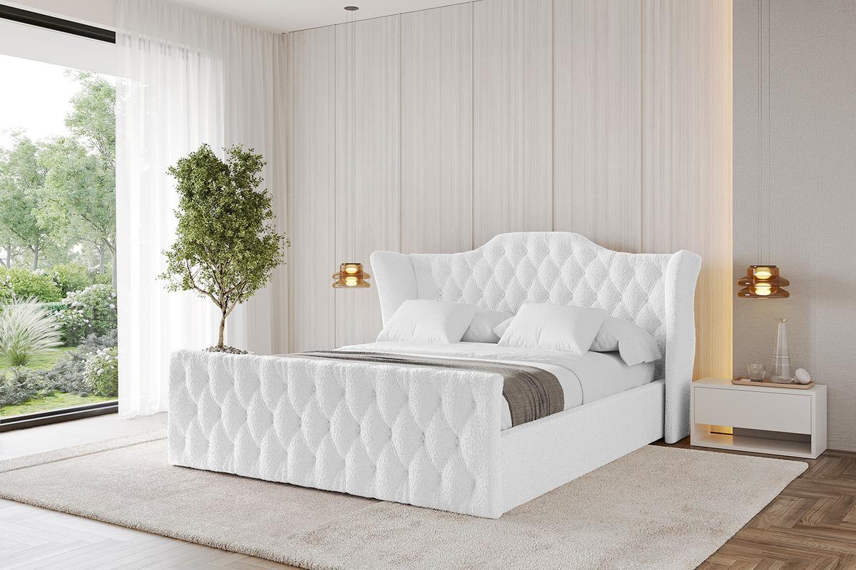 POLSTERBETT mit Bettkasten, Fußteil und Lattenrost, Boxbett mit Matratze H3/H4 - ZORAN-Z 120x200 Weiß - Weiß, Holzwerkstoff/Textil (120/200cm) - ALTDECOR