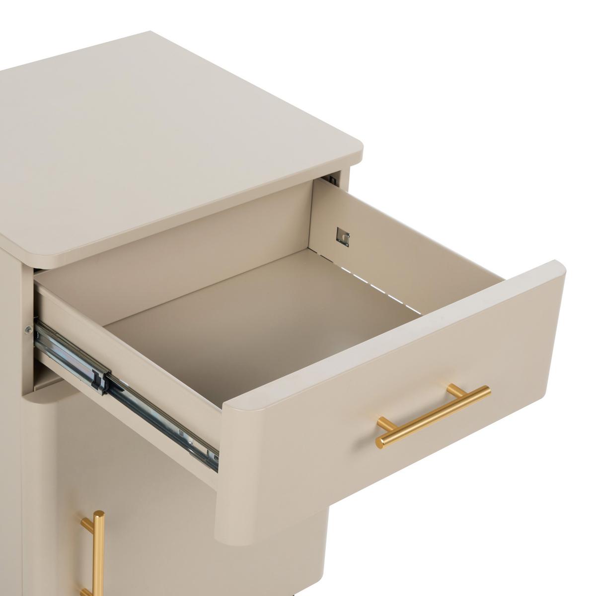 NACHTTISCH mit 1 Schublade Metall Beige Ombura - Beige, Metall (40/45/65cm) - Beliani