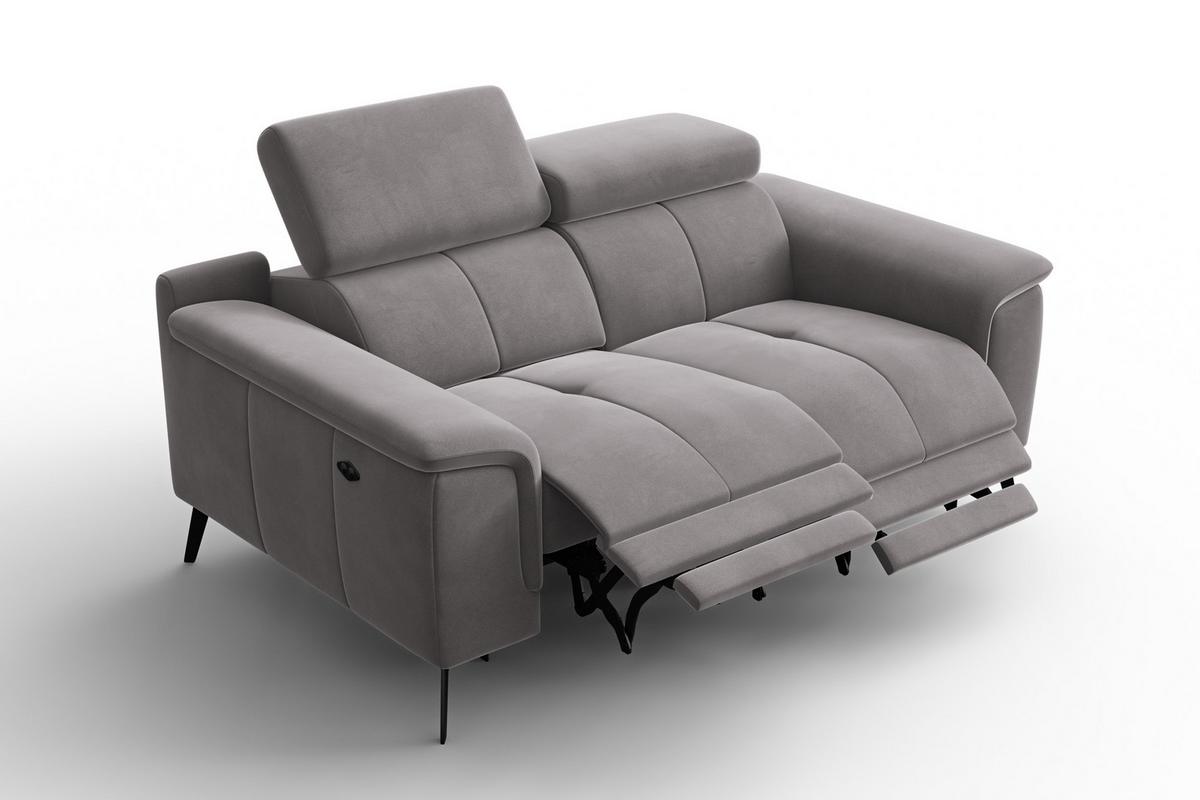 SOFA RELAX FIERO 2-Sitzer, Dunkelgrauer Veloursstoff - Dunkelgrau/Schwarz, Holz/Textil (170/82/103cm) - Courtois Laville