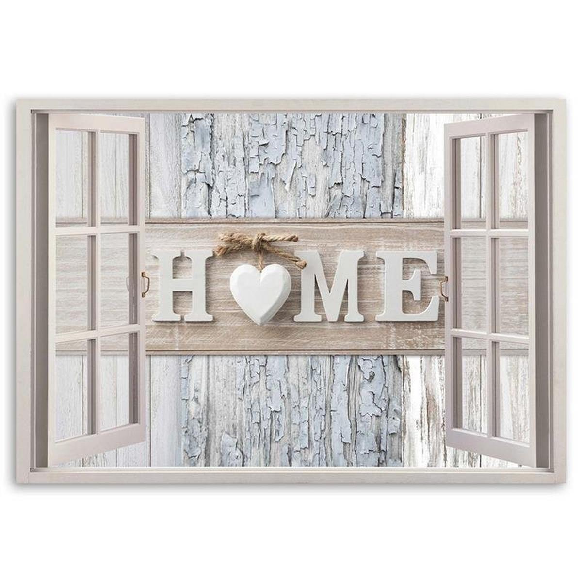 LEINWANDBILD Fensterblick Home Shabby Chic - Beige, Textil (120/80cm) - Feeby