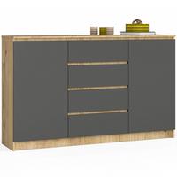 KOMMODE Eiche Artisan, Graphit Grau 99/160/40 - Eiche Artisan, Holzwerkstoff (160/99/40cm) - RAUMHIRSCH FURNITURE