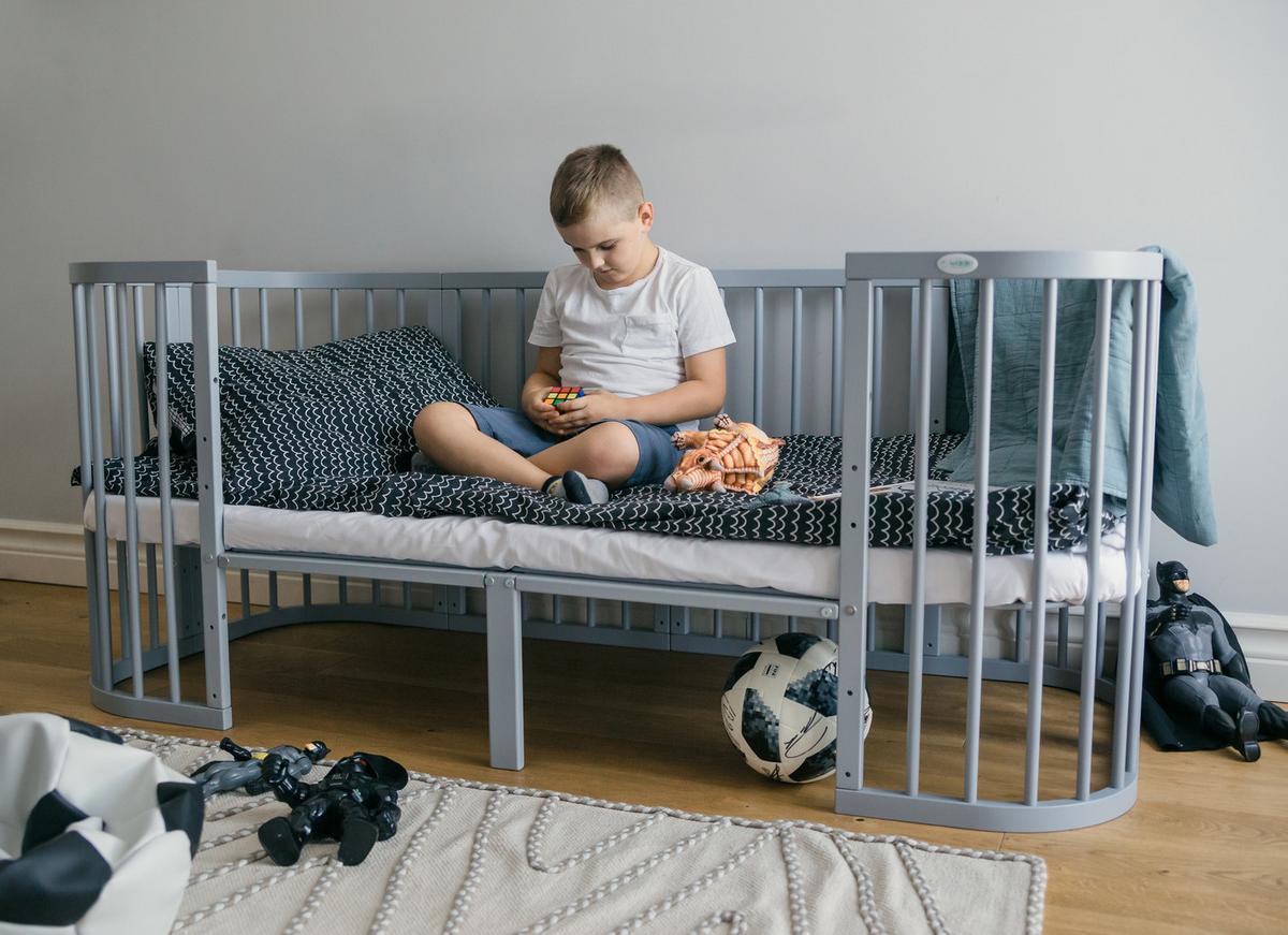 ERWEITERUNG auf 178cm für Babybett 7in1, KEIN BETT - Grau, Holz - waldin