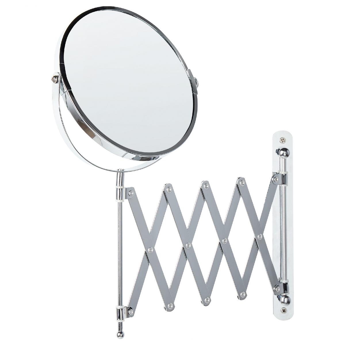 WANDSPIEGEL mit Ausziehfunktion 19 cm Silber Yvelines - Silberfarben, Metall (5/57/36cm) - Beliani