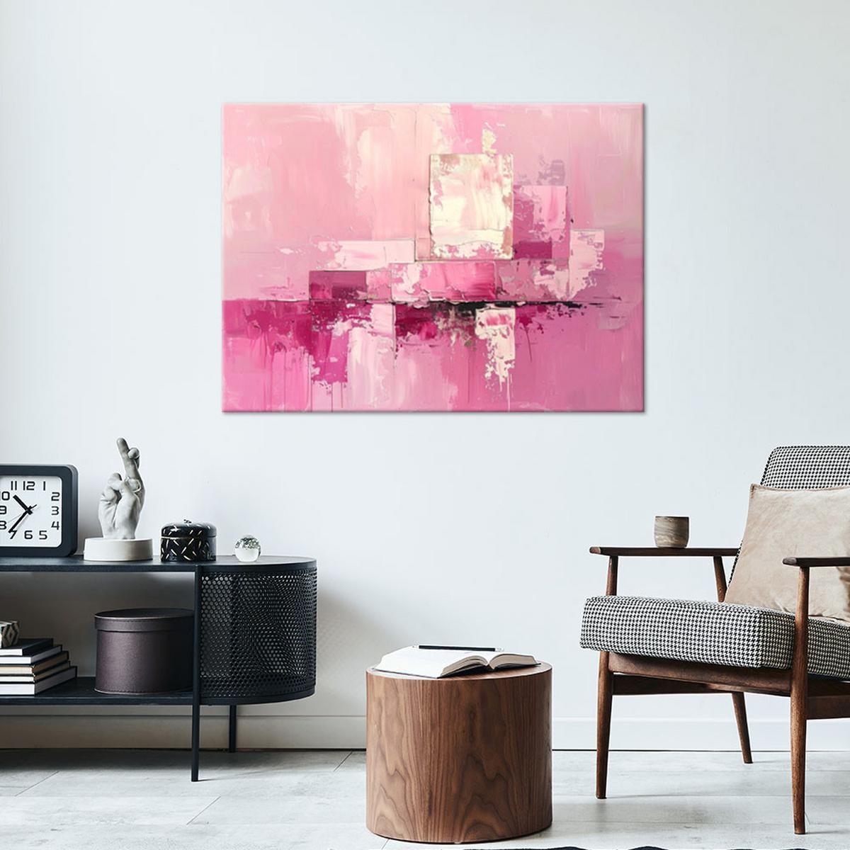 BILD auf Leinwand, Rosa Abstrakt Textur im Boho Stil - Rosa, Textil (120/80cm) - Feeby