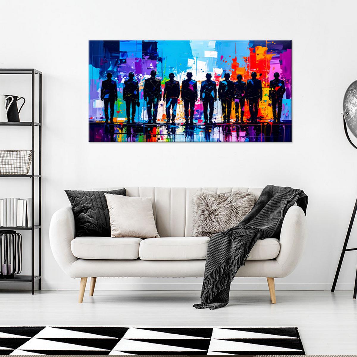 LEINWANDBILD Figuren Menschen Bunte Abstrakt 100x50cm - Multicolor, Textil (100/50cm) - Feeby