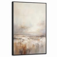 LEINWAND Bilder mit Rahmen - Kunst - Industriell - Grau - Braun - Abstrakt - 60x90 - Sandfarben, Textil (60/90cm) - MuchoWow