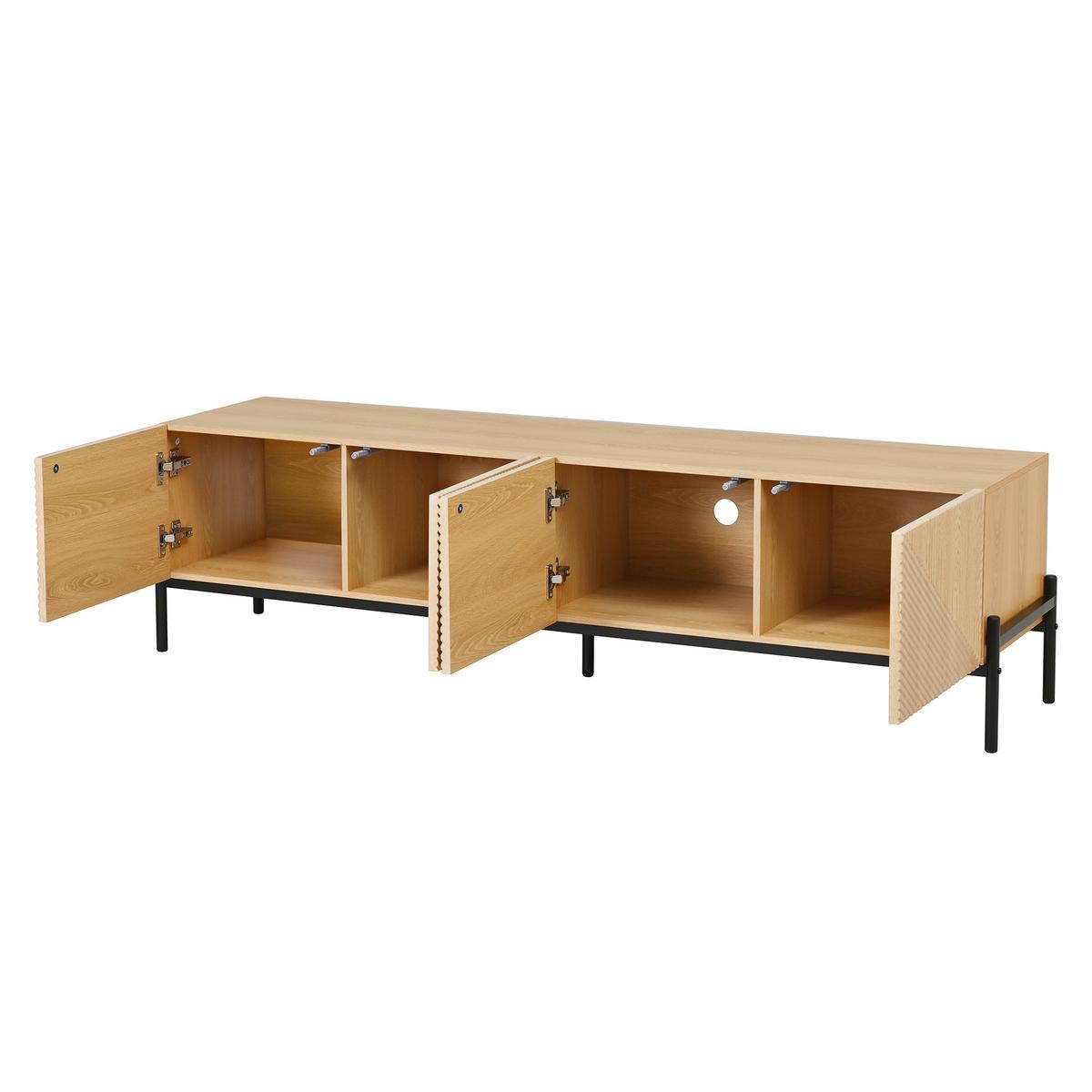 TV LOWBOARD holzoptik 3D design 4 türen modern - Naturfarben, Holzwerkstoff (163.5/45/40cm) - Urban Meuble