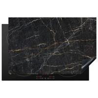 HERDABDECKPLATTE Marmor - Schwarz - Gold - Grau - Marmorstruktur Induktionsschutz 80x52.2 cm - Goldfarben, Kunststoff (80.2/52.2/0.2cm) - MuchoWow