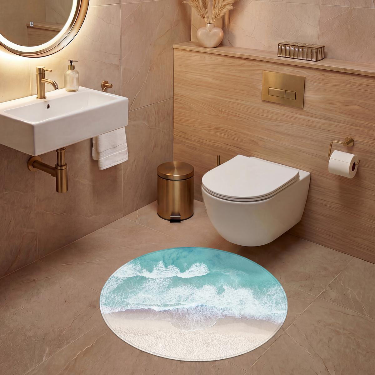 WC-VORLEGER Strand - Meer - Natur - Sommer Toilettenteppich 70x70 cm - Türkis, Textil (70/1cm) - OnlyWow