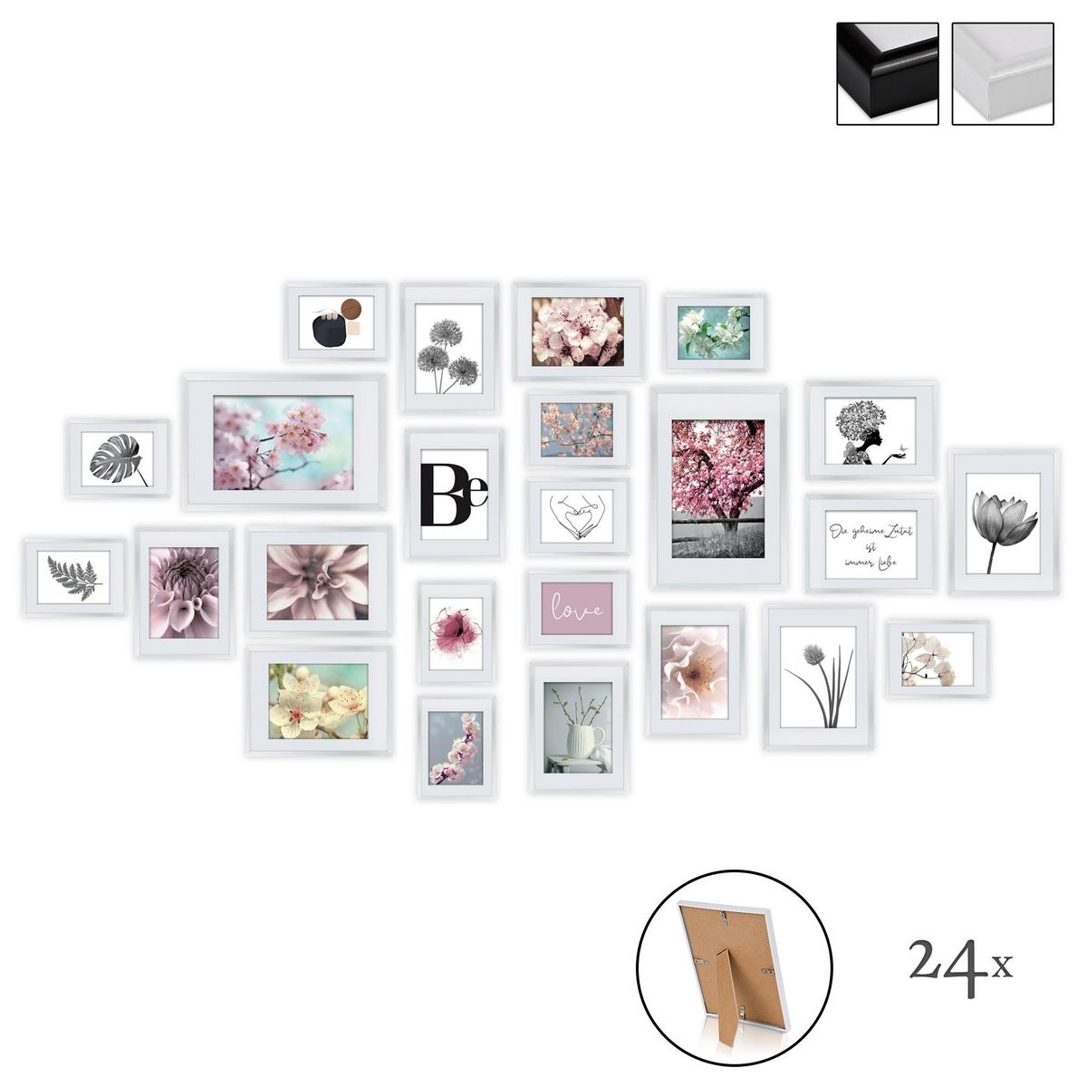 BILDERRAHMEN Blossom Kunststoff Weiß (24tlg) - Weiß, Kunststoff (26/2cm) - BoMoe