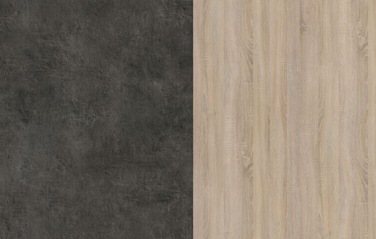 KÜCHEN-SET Eiche, grau, 3-teilig mit Buffet, Kücheninsel und Schrank - Eichefarben/Schwarz, Holzwerkstoff/Kunststoff (284/184/80cm) - Parisot Meuble