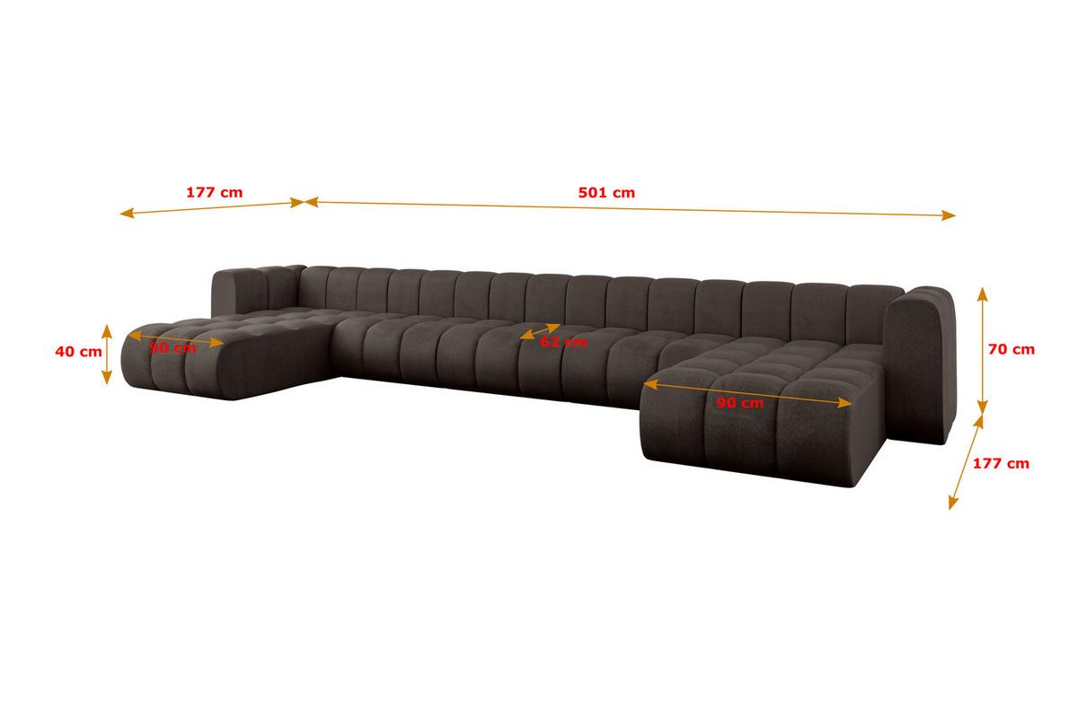 WOHNLANDSCHAFT modulares Sofa Joren-U3 - 501x177x70 cm Braun - Braun, Holzwerkstoff/Textil (501/70/177cm) - ALTDECOR