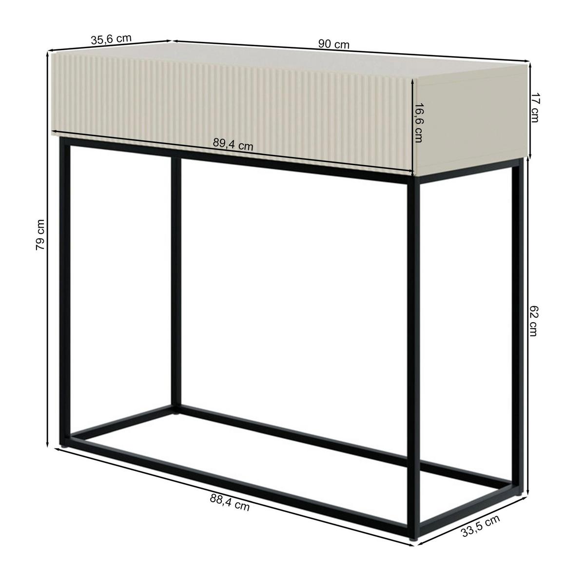 KONSOLENTISCH Veldio Graubeige mit schwarzen Beinen 90 cm - Taupe/Greige, Holzwerkstoff/Metall (35.6/90/79cm) - Selsey
