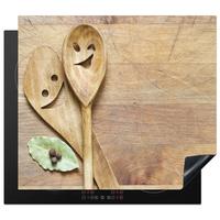 HERDABDECKPLATTE Holz - Löffel - Braun - Smiley Ceranfeldabdeckung 59x52 cm - Hellbraun, Kunststoff (59/52/0.2cm) - MuchoWow