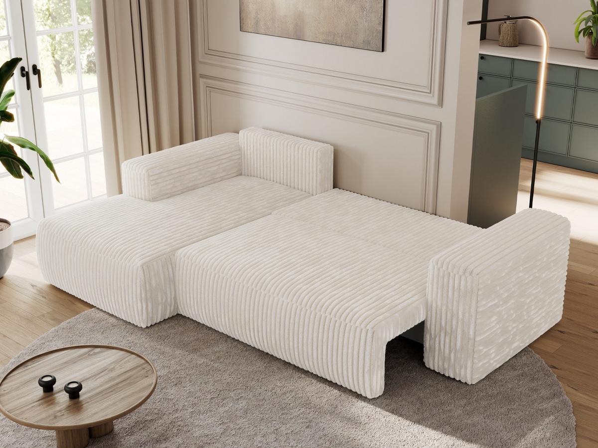 ECKSOFA TRENTINO L Beige Cord - Links - Beige/Schwarz, Kunststoff/Textil (266/164cm) - MKS