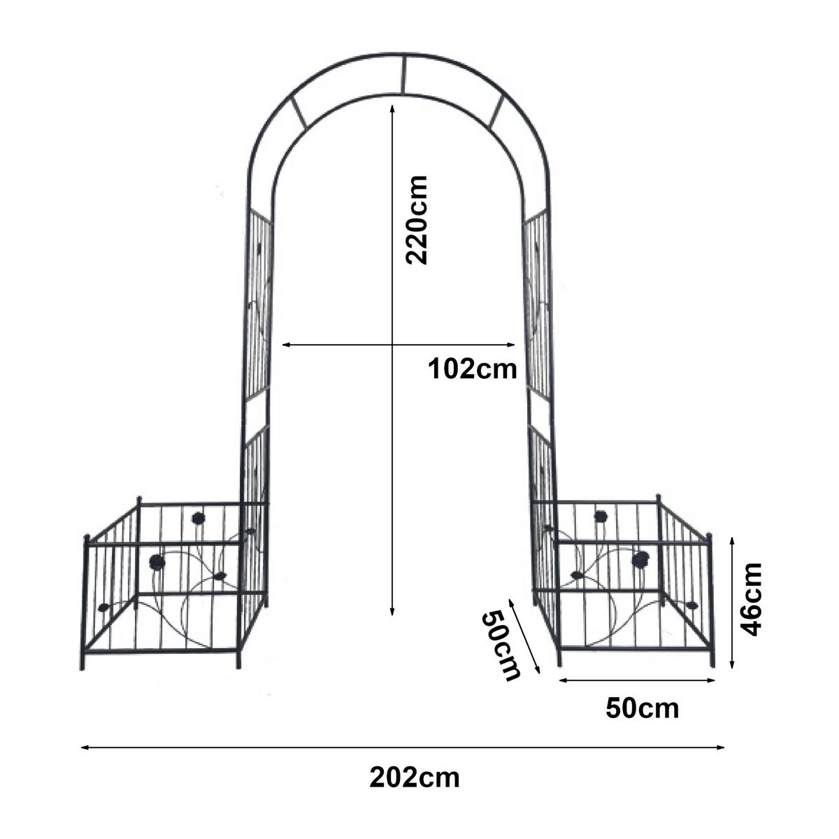 ROSENBOGEN Barisciano - Schwarz, Metall (202/220/50cm) - casa.pro
