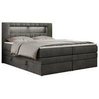 BOXSPRINGBETT GOLD-5 KING LED 200/200 Dunkelgrau Velvet - H4 - Dunkelgrau, Holz/Textil (200/200cm) - MKS
