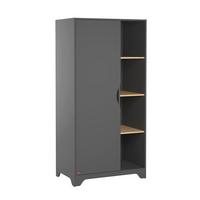 SCHRANK 1 Tür Grau und Holz - Grau, Holzwerkstoff (88.5/189.5/52cm) - Petits-meubles