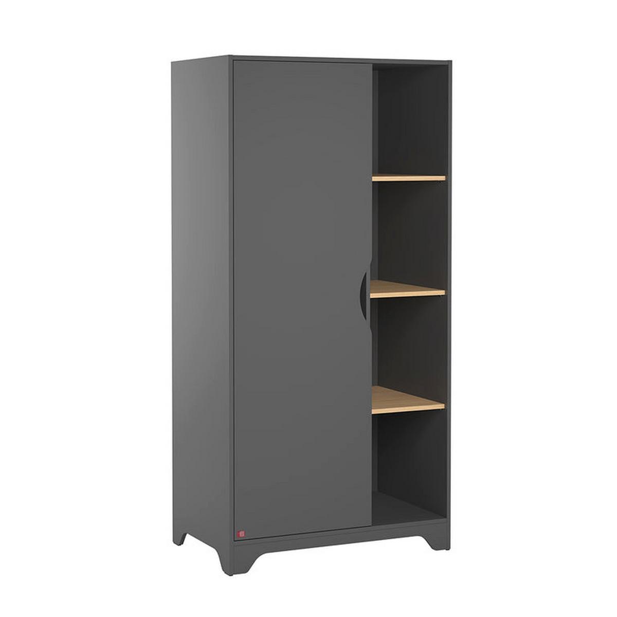 BABYZIMMER 3-teilig Grau und Holz - Grau, Holzwerkstoff (88.5/189.5/52cm) - Petits-meubles