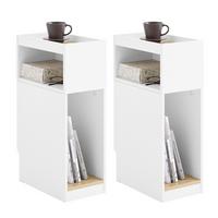 NACHTTISCH 2er Set, Beistelltisch mit offenen Fächern, Weiß 20×35×60cm - Weiß, Holzwerkstoff (35/60/20cm) - SoBuy