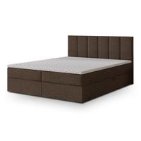 BOXBETT MERIL 200x200 cm mit Matratze und Topper, H2+H3 - Braun - Braun, Holz (200/200cm) - MASSENO