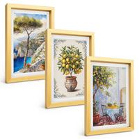 BILDER SET 3er Set - 20x30 cm Goldrahmen - Tisch aus Zitronenbaum - Goldfarben, Kunststoff (20/30cm) - TULUP